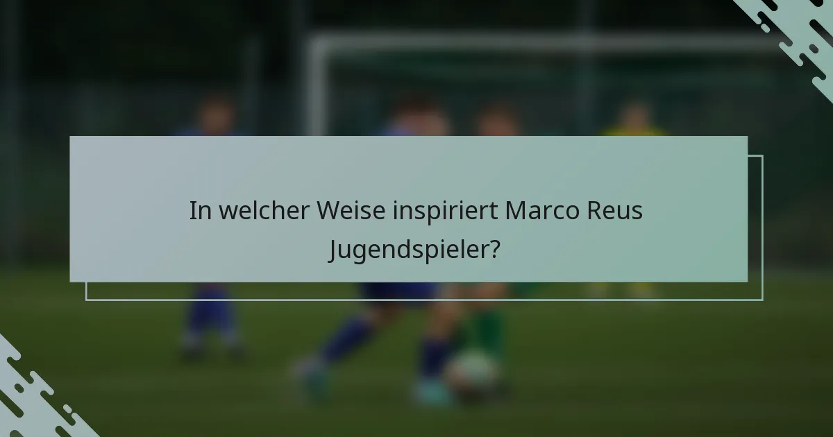 In welcher Weise inspiriert Marco Reus Jugendspieler?