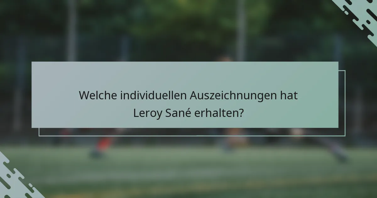 Welche individuellen Auszeichnungen hat Leroy Sané erhalten?