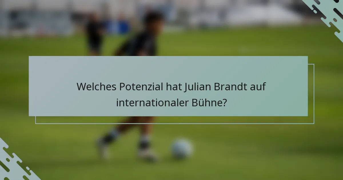 Welches Potenzial hat Julian Brandt auf internationaler Bühne?