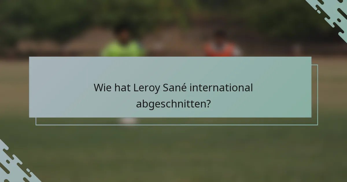 Wie hat Leroy Sané international abgeschnitten?