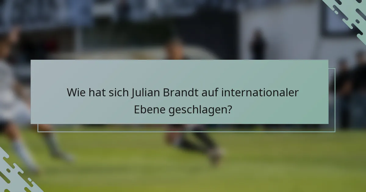 Wie hat sich Julian Brandt auf internationaler Ebene geschlagen?