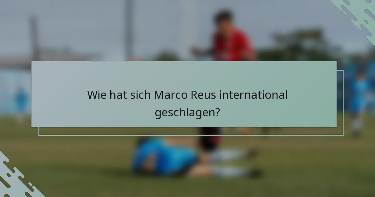 Wie hat sich Marco Reus international geschlagen?